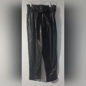 NWT Entro Black Faux Leather High-Waisted Belted Pants